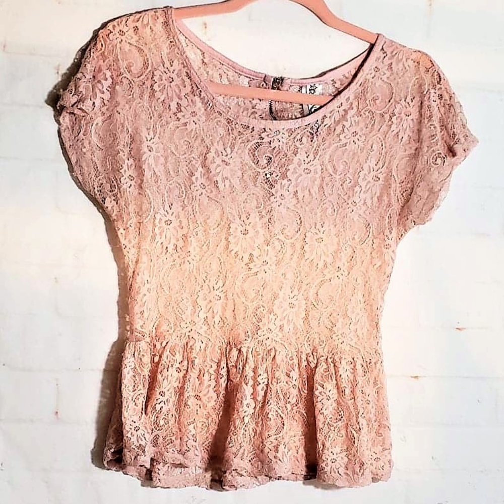 RANSOM PINK LACE BLOUSE LARGE